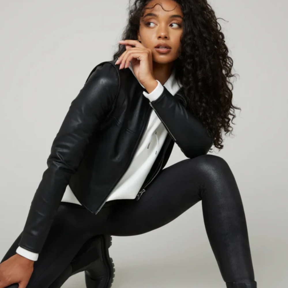 Spanx II Moto Jacket In Luxe Black Vegan Leather Small  NWT M,L XL $298